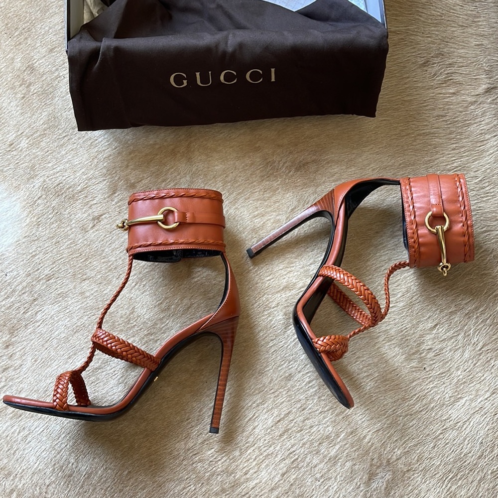 Gucci Malaga Kid Lifford Bitt Orange Size 36.5 - Picture 3 of 16